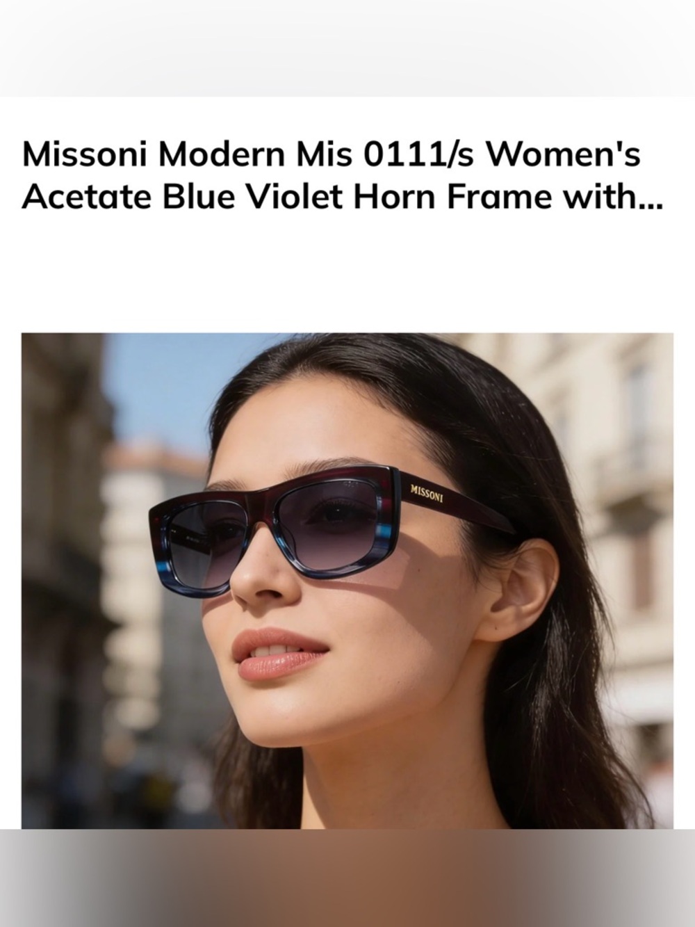 New Italian Missoni Blue-Violet Gradient Cat-Eye Sunglasses